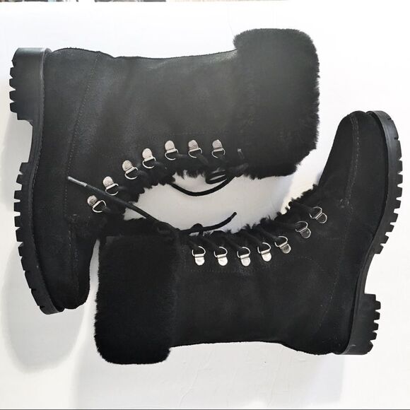 Lauren Ralph Lauren Shearling Cuffed Combat Boots - Picture 9 of 13